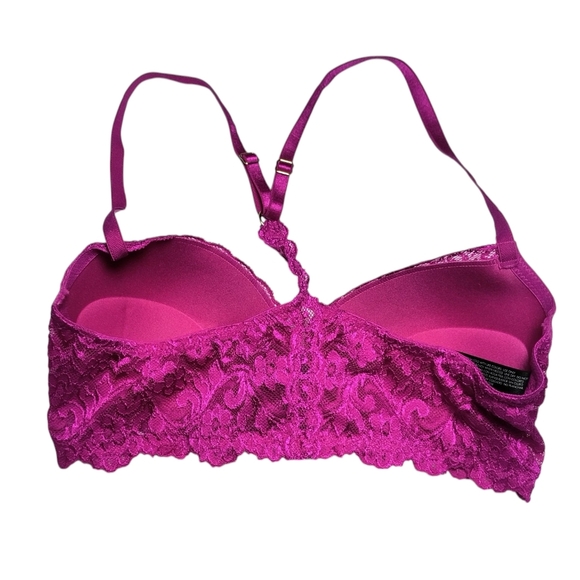 Smart & Sexy Fuchsia Racerback Lace Front Close Push Up Underwire Bra 36B - Picture 3 of 8